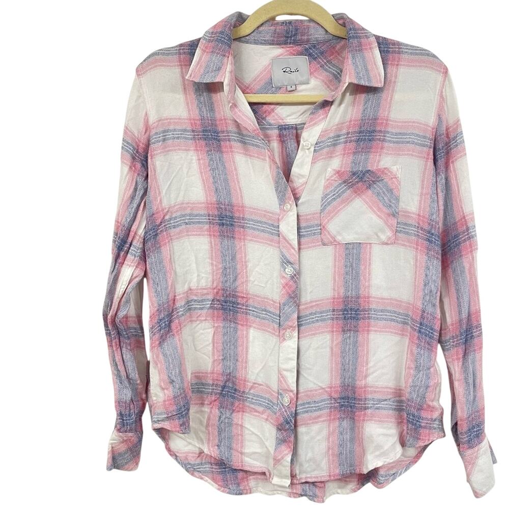 Rails Pink Blue & White Plaid Casual Button Down Shirt Blouse Womens S Hunter
